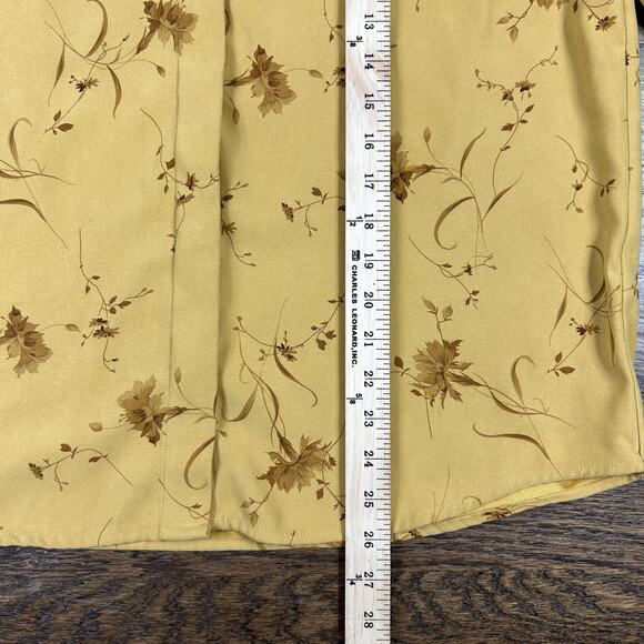 Vtg Christopher & Banks Shirt Womens Med Yellow Floral Button Up Long Sleeve Top - Picture 7 of 8